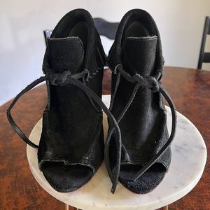 10 Crosby Derek Lam black suede leather fringe  booties